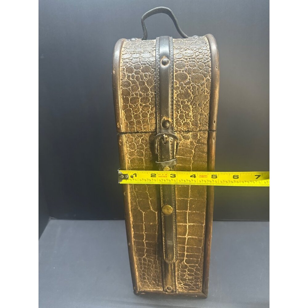 Vtg Wooden Wine Box Gift Bottle Case Retro Single Bottle Decorative 15.5'' Tall - Picture 9 of 11